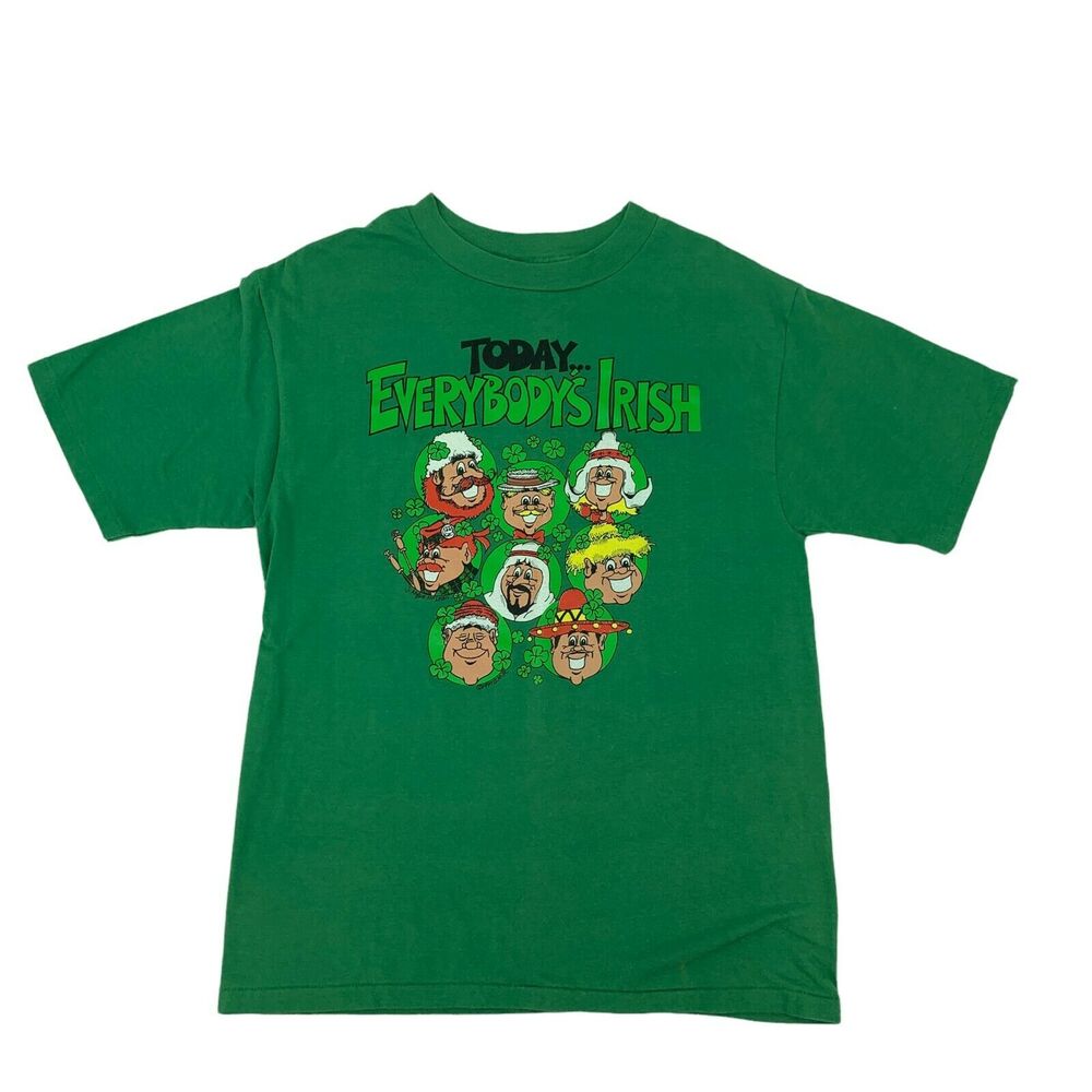 Vintage "Today Everybody's Irish" T Shirt Mens XL Extra Large Green Made USA 80s